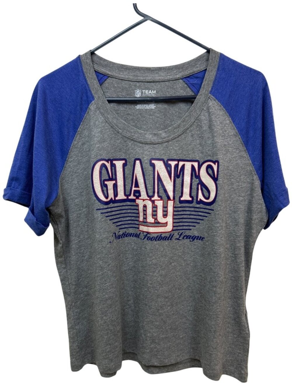NFL Team Apparel New York Giants T Shirt Women's L Gray Short Sleeve Logo Tee - Picture 1 of 6